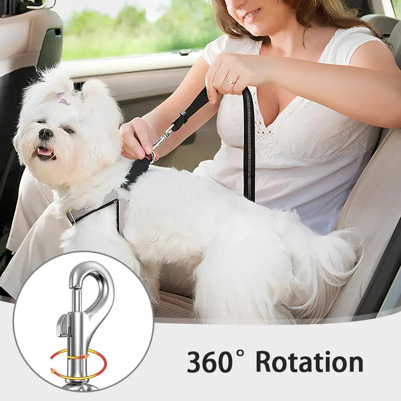 2-Pack Retractable Pet Car Seat Belt & Leash, 2-In-1 Adjustable Safety Harness for Dogs & Cats, Elastic Anti-Pull Travel Restraint, No-Tangle Swivel, Universal Fit