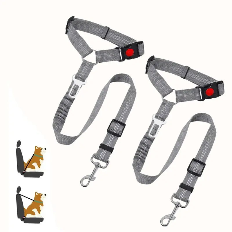 2-Pack Retractable Pet Car Seat Belt & Leash, 2-In-1 Adjustable Safety Harness for Dogs & Cats, Elastic Anti-Pull Travel Restraint, No-Tangle Swivel, Universal Fit
