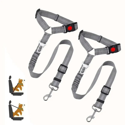 2-Pack Retractable Pet Car Seat Belt & Leash, 2-In-1 Adjustable Safety Harness for Dogs & Cats, Elastic Anti-Pull Travel Restraint, No-Tangle Swivel, Universal Fit