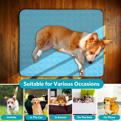 Washable Pet Cooling Bed Mat, Summer Cooling Pad for Puppy, Kitten, Dogs & Cats, Comfortable Pet Tools Mat for Home & Car Use