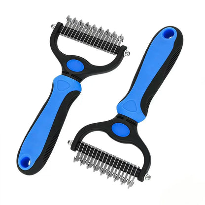 Pet Dematting Undercoat Rake for Long-Haired Pets, Double-Sided Deshedding Brush for Dogs & Cats, Pain-Free Tangle Remover, Reduces Shedding & Mats, Grooming Tool