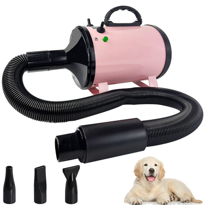 Dog Hair Dryer 2800W Low Noise&3 Nozzles&Extendable Hose Blaster Grooming Dryers Adjustable Temperature for Pets Cats