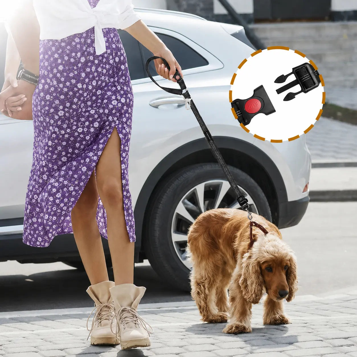 2-Pack Retractable Pet Car Seat Belt & Leash, 2-In-1 Adjustable Safety Harness for Dogs & Cats, Elastic Anti-Pull Travel Restraint, No-Tangle Swivel, Universal Fit