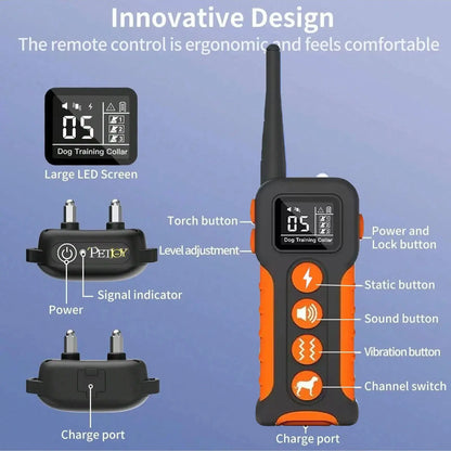 For 3 Dogs Dog Training Collar with Remote, 3300Ft Range, 3 Modes: Beep, Shock, Vibration, Rechargeable, Waterproof, Adjustable Strap, 5-120Lbs Dogs