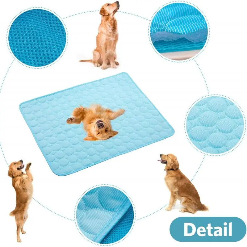 Washable Pet Cooling Bed Mat, Summer Cooling Pad for Puppy, Kitten, Dogs & Cats, Comfortable Pet Tools Mat for Home & Car Use