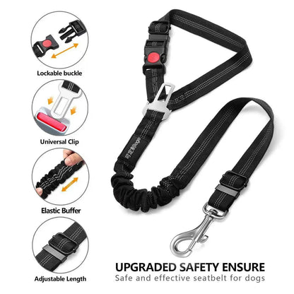 2-Pack Retractable Pet Car Seat Belt & Leash, 2-In-1 Adjustable Safety Harness for Dogs & Cats, Elastic Anti-Pull Travel Restraint, No-Tangle Swivel, Universal Fit