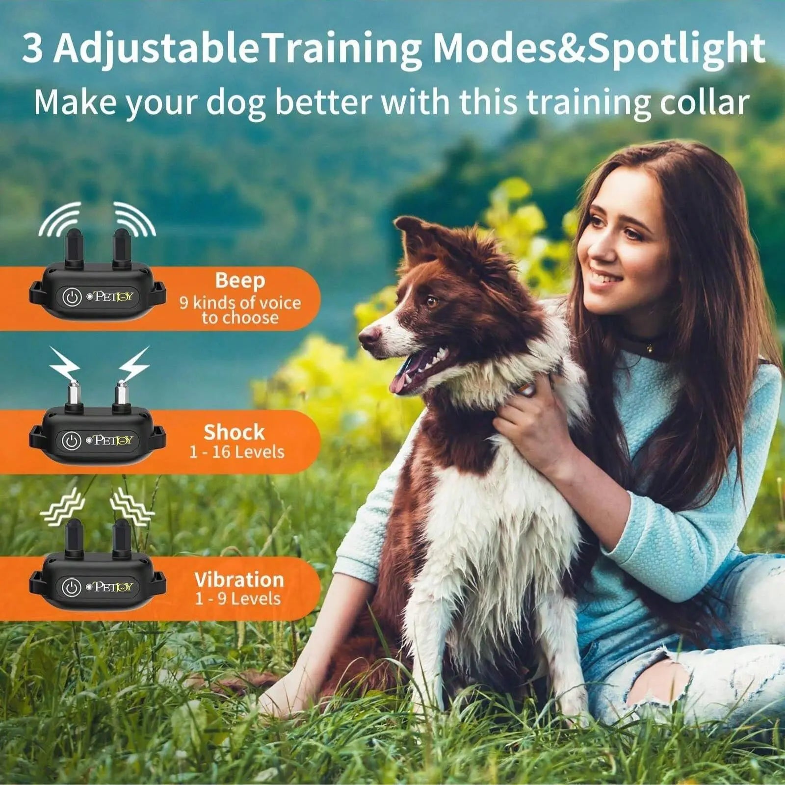 For 3 Dogs Dog Training Collar with Remote, 3300Ft Range, 3 Modes: Beep, Shock, Vibration, Rechargeable, Waterproof, Adjustable Strap, 5-120Lbs Dogs