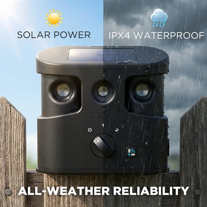 180° Solar Dog Barking Deterrent Training Device-Outdoor anti Barking Device for All Dog Breeds, Humane No-Bark Trainer, IPX4 Waterproof, Ultrasonic Dog Barking Deterrent with APP Data Report, Dual Speakers & Adjustable Frequency, Dog Accessories Guard