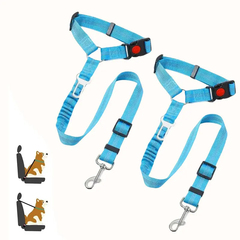 2-Pack Retractable Pet Car Seat Belt & Leash, 2-In-1 Adjustable Safety Harness for Dogs & Cats, Elastic Anti-Pull Travel Restraint, No-Tangle Swivel, Universal Fit