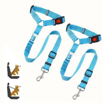 2-Pack Retractable Pet Car Seat Belt & Leash, 2-In-1 Adjustable Safety Harness for Dogs & Cats, Elastic Anti-Pull Travel Restraint, No-Tangle Swivel, Universal Fit